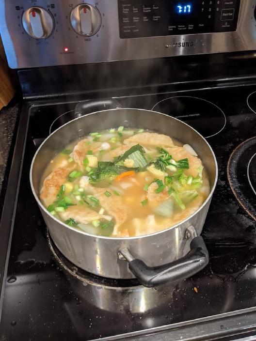A homemade wor wonton soup